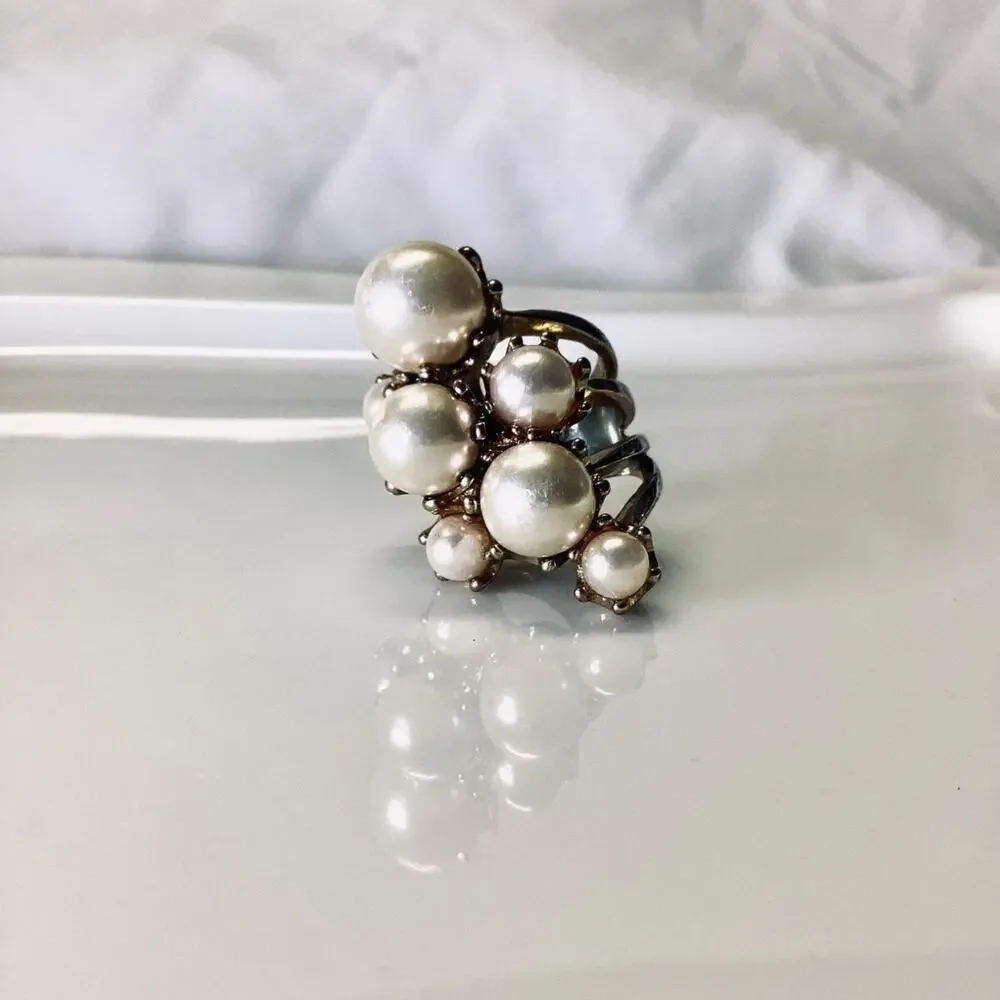 Large Artificial Pearls Statement Ring
